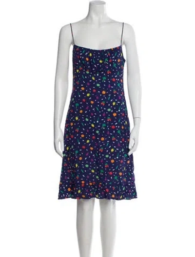 Pre-owned Staud Printed Knee-length Dress In Blue
