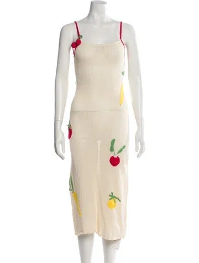 Pre-owned Staud Printed Knee-length Dress In Neutral