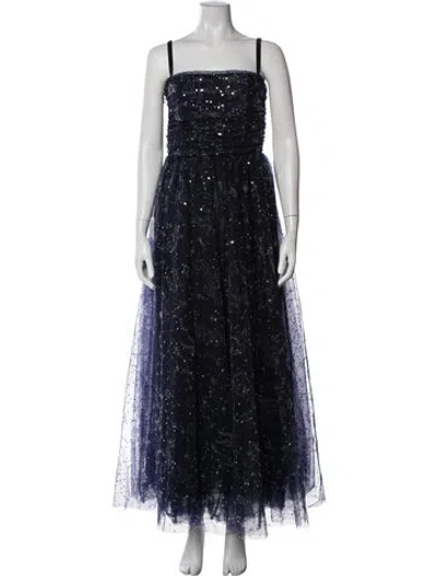 Pre-owned Staud Printed Long Dress In Blue