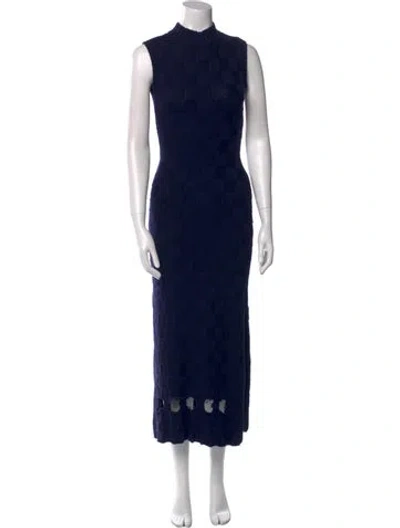 Pre-owned Staud Printed Long Dress In Blue