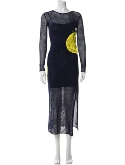Pre-owned Staud Printed Long Dress In Blue