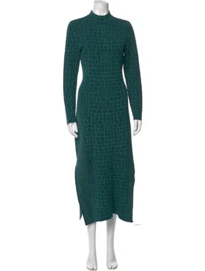 Pre-owned Staud Printed Long Dress In Green