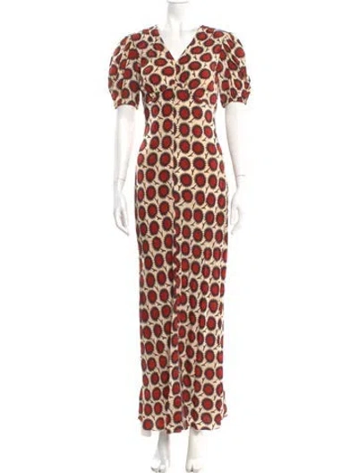 Pre-owned Staud Printed Long Dress In Multi