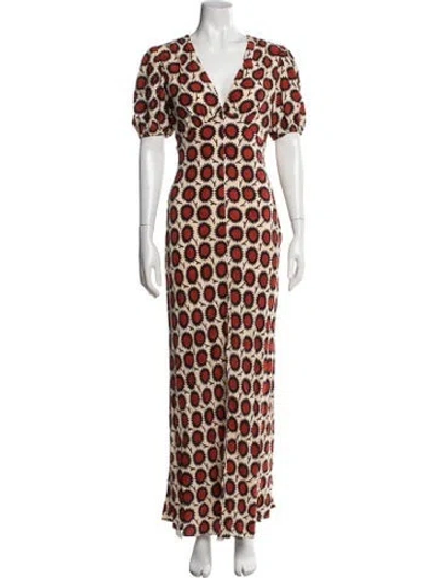 Pre-owned Staud Printed Long Dress In Multi