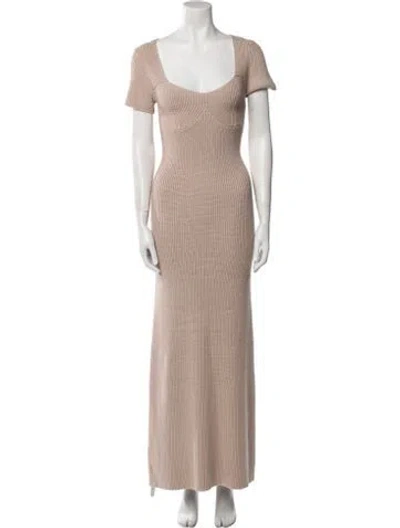Pre-owned Staud Printed Long Dress In Neutral