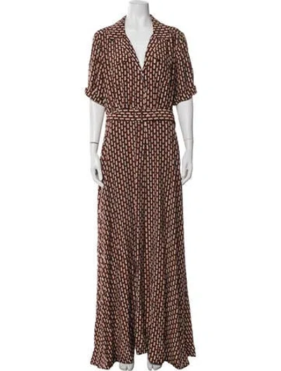 Pre-owned Staud Printed Long Dress In Neutrals