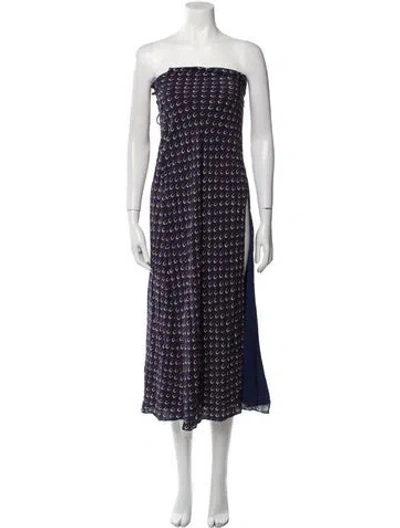 Pre-owned Staud Printed Long Dress W/ Tags In Blue