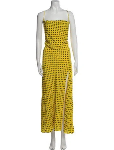 Pre-owned Staud Printed Long Dress W/ Tags In Yellow