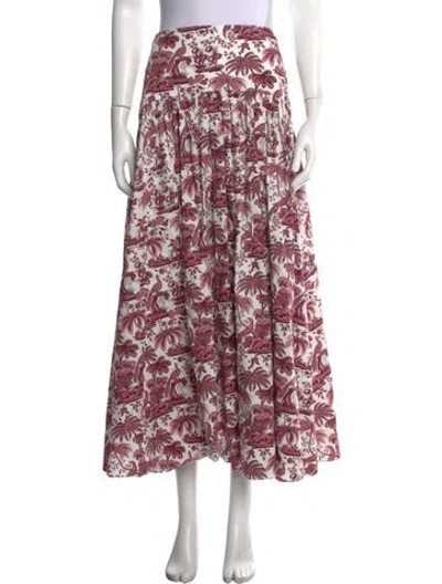 Pre-owned Staud Printed Long Skirt In Pink