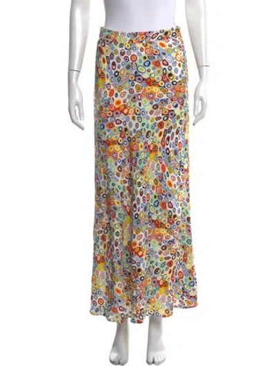 Pre-owned Staud Printed Long Skirt In White