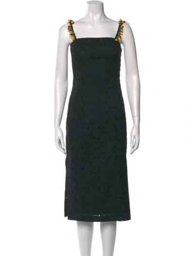 Pre-owned Staud Printed Midi Length Dress In Black