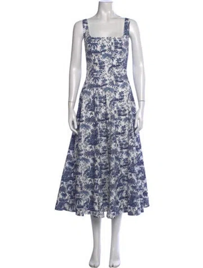 Pre-owned Staud Printed Midi Length Dress In Blue