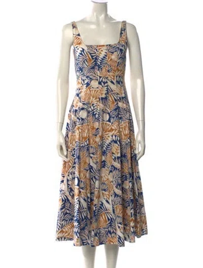 Pre-owned Staud Printed Midi Length Dress In Multi