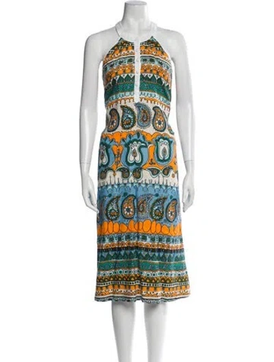 Pre-owned Staud Printed Midi Length Dress In Neutral