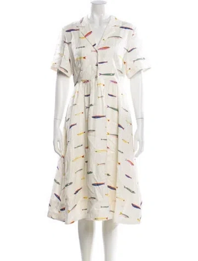 Pre-owned Staud Printed Midi Length Dress In Neutral