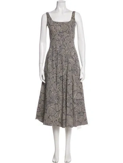 Pre-owned Staud Printed Midi Length Dress In Neutral