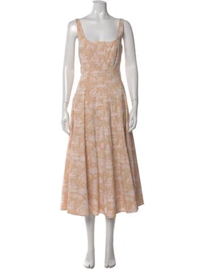 Pre-owned Staud Printed Midi Length Dress In Neutral