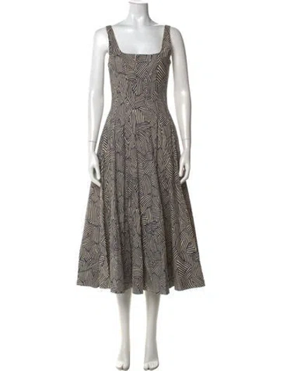 Pre-owned Staud Printed Midi Length Dress In Neutral