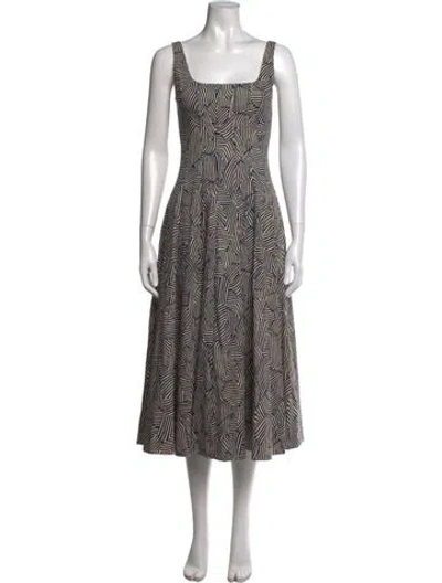 Pre-owned Staud Printed Midi Length Dress In Neutrals
