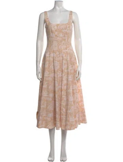 Pre-owned Staud Printed Midi Length Dress In Neutrals