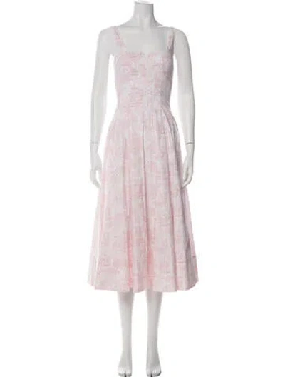 Pre-owned Staud Printed Midi Length Dress In Pink
