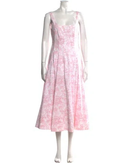 Pre-owned Staud Printed Midi Length Dress In Pink