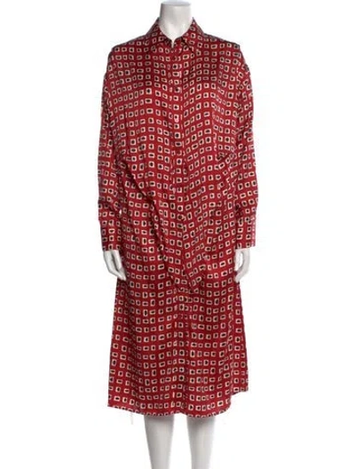 Pre-owned Staud Printed Midi Length Dress In Red