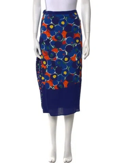 Pre-owned Staud Printed Midi Length Skirt In Blue