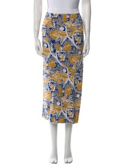 Pre-owned Staud Printed Midi Length Skirt In Blue