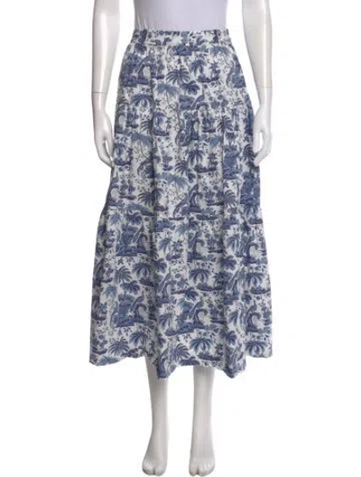 Pre-owned Staud Printed Midi Length Skirt In Blue