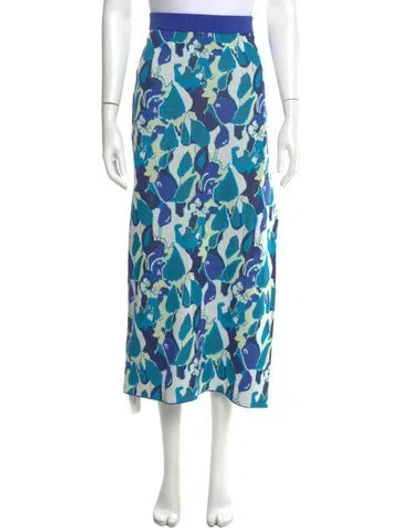Pre-owned Staud Printed Midi Length Skirt In Blue