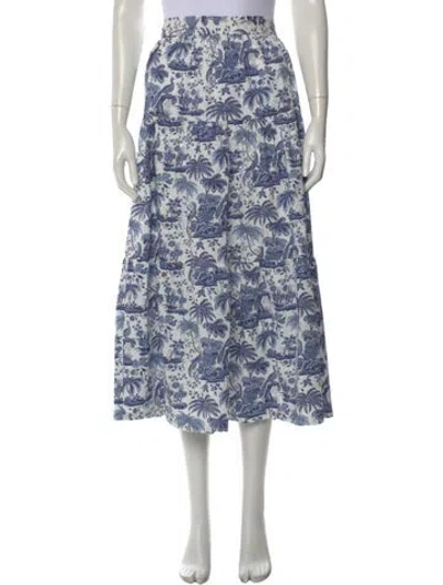 Pre-owned Staud Printed Midi Length Skirt In Blue