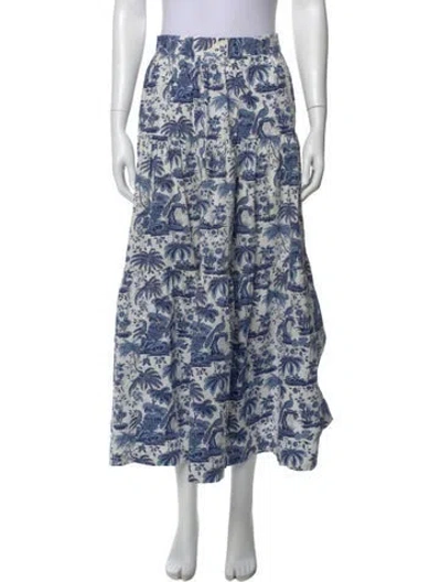 Pre-owned Staud Printed Midi Length Skirt In Blue