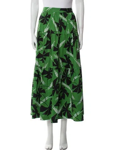Pre-owned Staud Printed Midi Length Skirt In Green