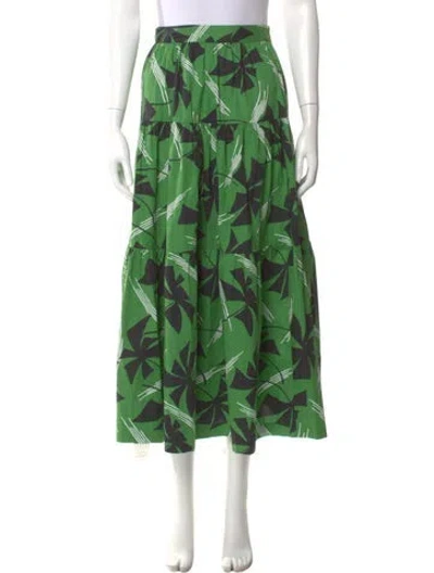 Pre-owned Staud Printed Midi Length Skirt In Green