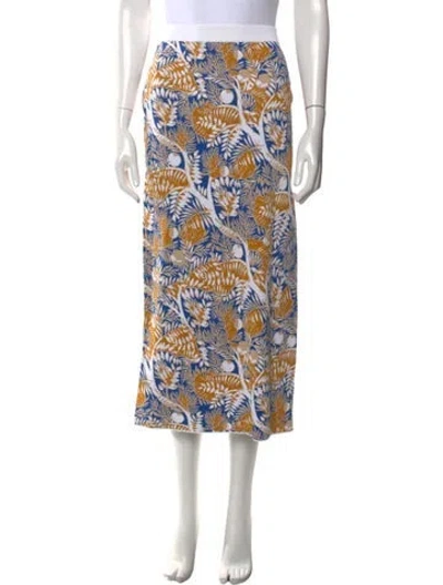 Pre-owned Staud Printed Midi Length Skirt In Yellow