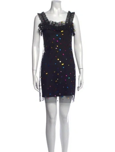 Pre-owned Staud Printed Mini Dress In Black