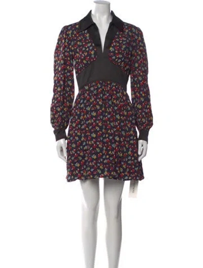 Pre-owned Staud Printed Mini Dress In Black