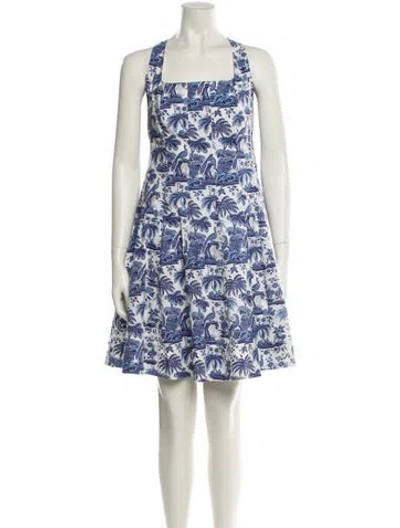 Pre-owned Staud Printed Mini Dress In Blue