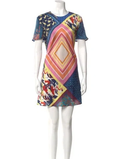 Pre-owned Staud Printed Mini Dress In Blue