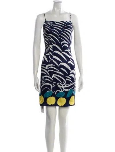 Pre-owned Staud Printed Mini Dress In Blue