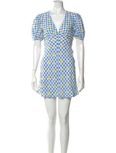 Pre-owned Staud Printed Mini Dress In Blue