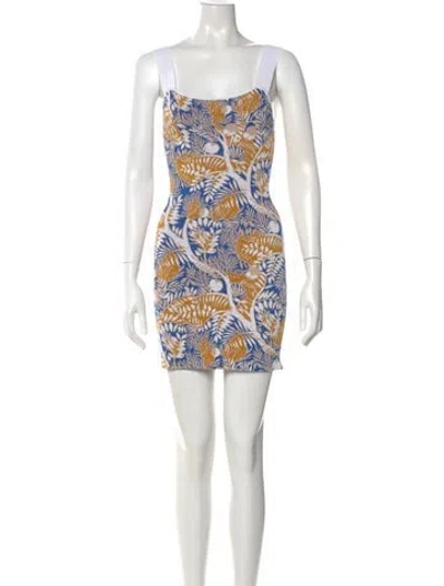 Pre-owned Staud Printed Mini Dress In Blue