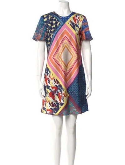 Pre-owned Staud Printed Mini Dress In Blue