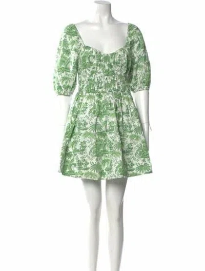 Pre-owned Staud Printed Mini Dress In Blue