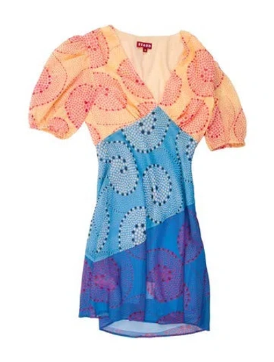Pre-owned Staud Printed Mini Dress In Blue