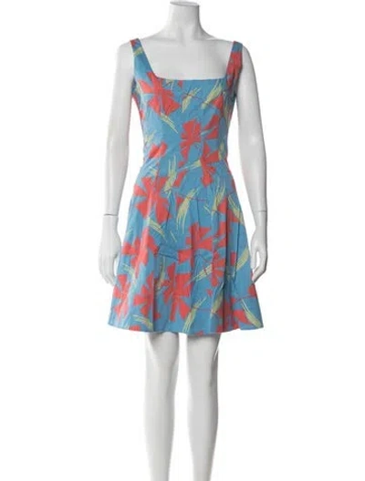 Pre-owned Staud Printed Mini Dress In Blue