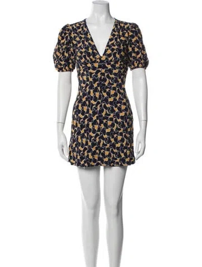 Pre-owned Staud Printed Mini Dress In Blue