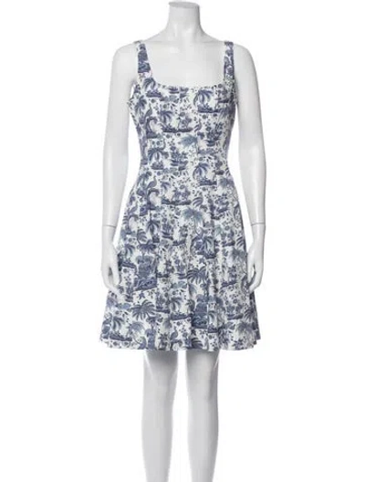 Pre-owned Staud Printed Mini Dress In Blue/white