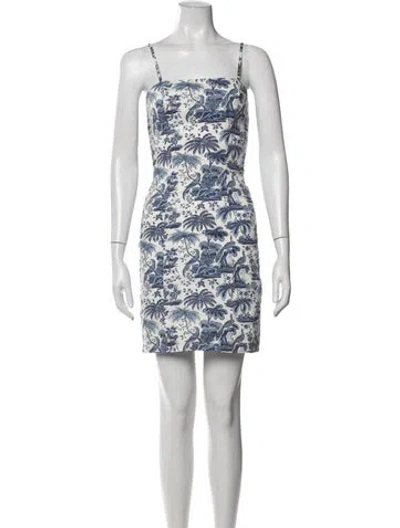 Pre-owned Staud Printed Mini Dress In Blue/white